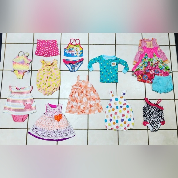 Mixed Colorful Lot of Babygirl Toddler Summer Clothes Size 12M - Picture 1 of 11